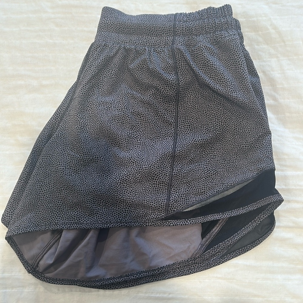 COPY - Lululemon running shorts. Purple/black print. Size 10.